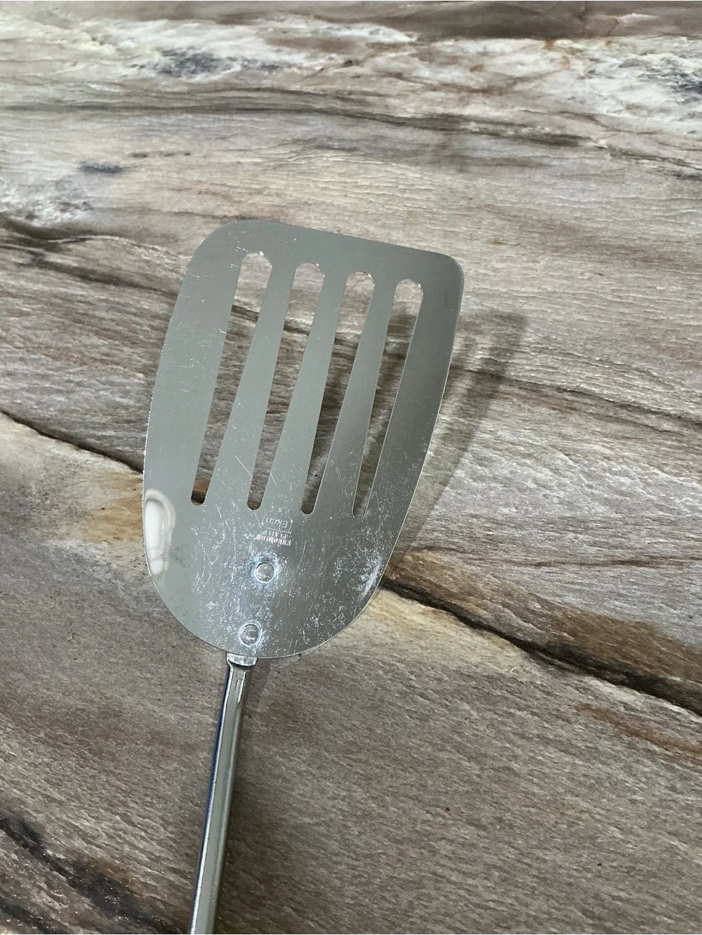 Vintage Ekco Slotted Spatula Turner Avocado Green Handle MCM Kitchen Utensil